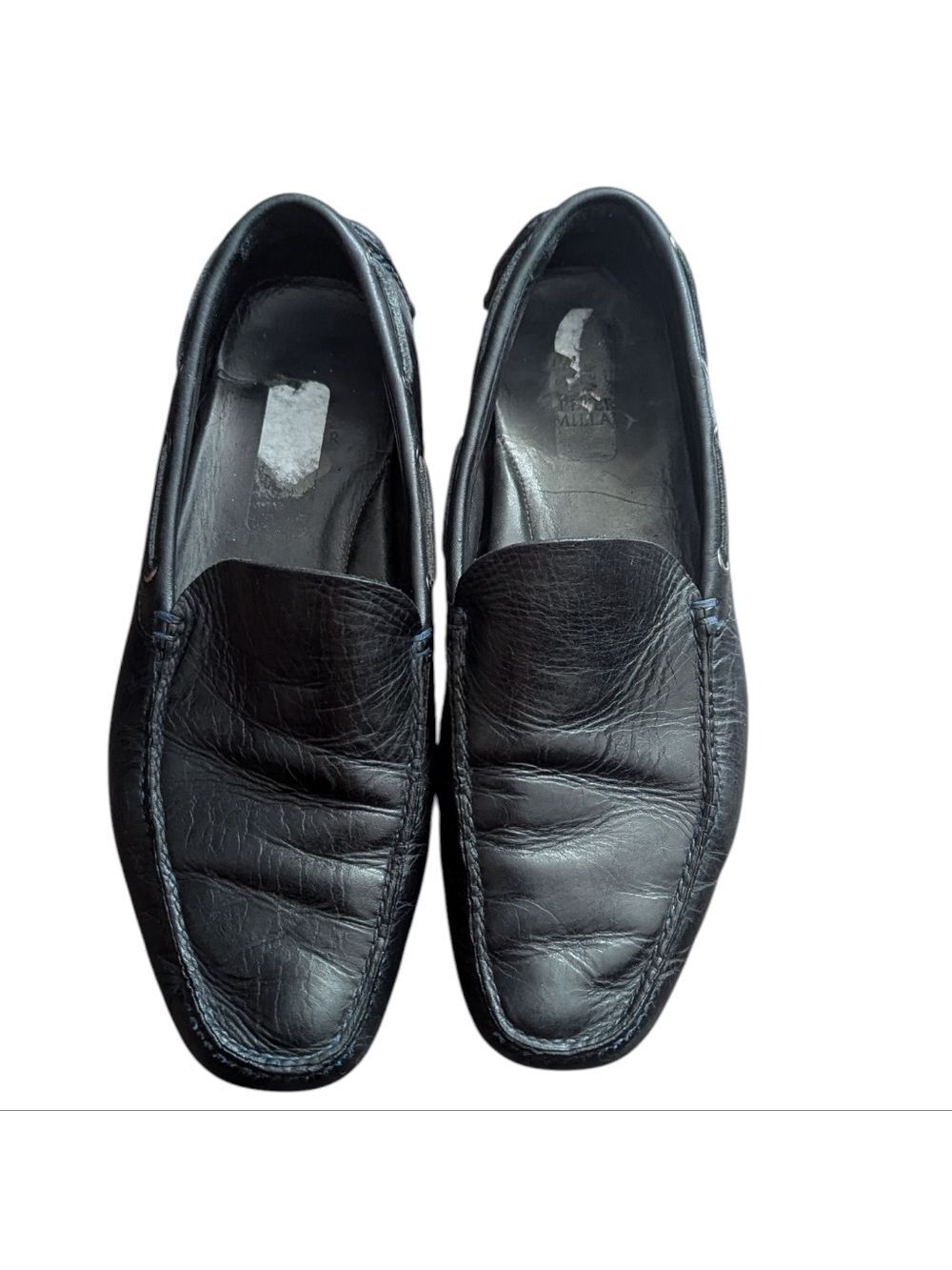 Peter Millar Black Leather Slip-On Loafers